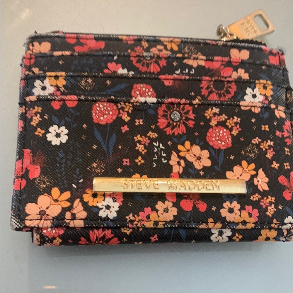 Steve Madden Black and Red Floral Wallet